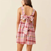 Babydoll Square Neck Back Bow Tie Mini Dress