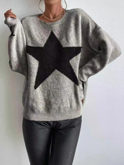 Star Pattern O-Neck Sweater Pullover