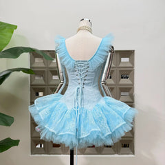Bow Tie Mini Ponpon Fishbone Dress