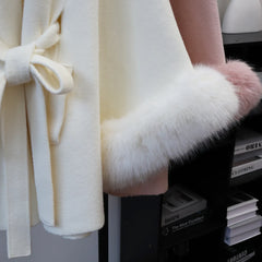 Bowknot Knitted Cape Short Coat