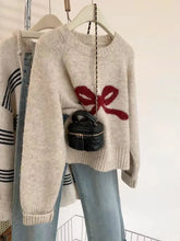 Bow Knitted Full Sleeves Sweater