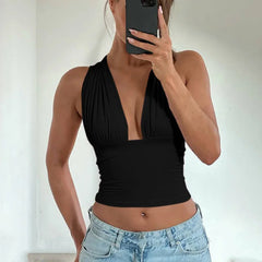 V-Neck Bandage Tie up Tank Top