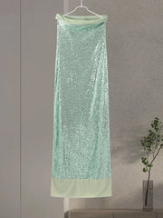 Strapless Sequin Maxi Dress