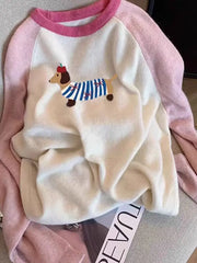 Dog Pink Embroidery Jumper