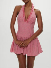 Red Plaid Halter Mini Dress