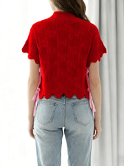 Turtleneck Tie-up Short Sleeve Knit Vest