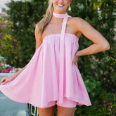 Halter Neck Babydoll Tops And Shorts Set