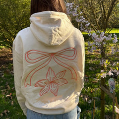 Floral Letter Embroidery Hooded Sweatshirt