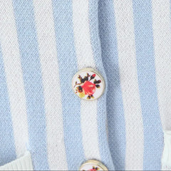 Blue Striped Button Knit Cardigan
