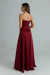 Satin Strapless Drape Maxi Gown