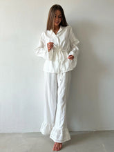 Cotton Long Sleeve Turn-Down Collar And Pants Pj Set