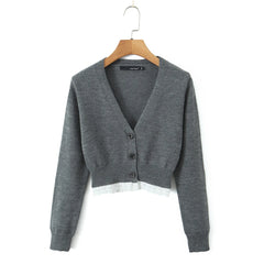 Grey Lace Trim Knit Cardigan And Shorts Set