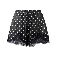 Black Lace Trim Polka Dot Shorts