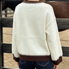 Round Neck Horse Head Print Sweater