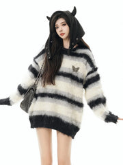 Faux Fur Stripe Sweater