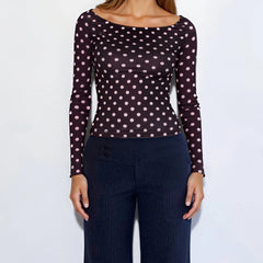 Long Sleeve Polka Dot Top