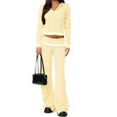 Striped Knit Zip Hooded Jacket And Sweatpants Set