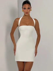 Halter Strap Solid Bodycon Mini Dress