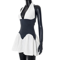 White Halter Corset Mini Dress