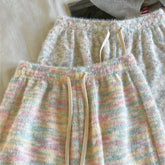 Rainbow Knitting Wide-leg Elastic Waist Pants