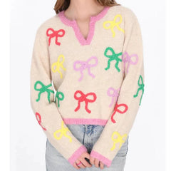 Bow Embroidery Sweater