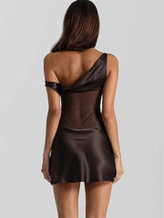 Satin See Through Patchwork Mini Dress