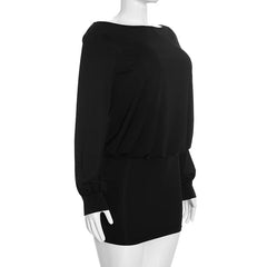 Off-Shoulder Long Sleeve Open Back Mini Dress