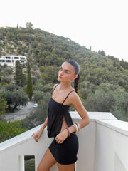 Spaghetti Strap Chiffon See Through Mini Dress