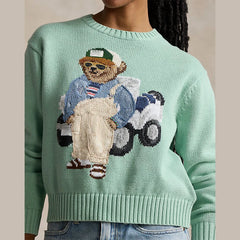 Green Bear Printed Sweater