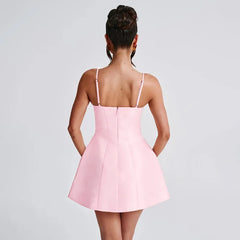 Satin V-neck Strap Mini Dress