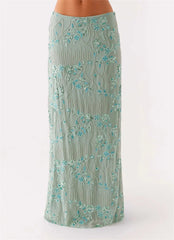Sequins Embroidery Maxi Skirt