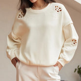 Hollow Out Eyelet Embroidery Pullover