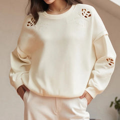 Hollow Out Eyelet Embroidery Pullover