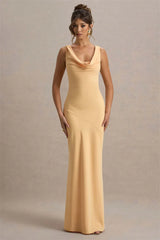 Satin Cowl Neck Backless Maxi Dress