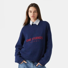 Letter Print Full Sleeve Loose Sweater