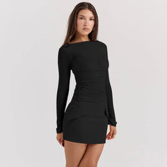 Round Neck 3-piece Long Sleeve T-shirt Mini Skirt Set