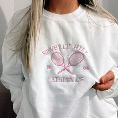 Beverly Hills Tennis Letters Embroidered Sweatshirt