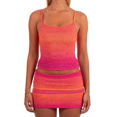 Knit Gradient Sleeveless Top and Bodycon Mini Skirt Set