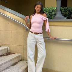 Off-Shoulder Tie-Up Top - Regular Fit