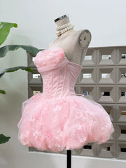 Strapless Flower Lace A-line Mini Dress