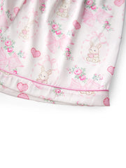 Bunny Bow/Clover Short Sleeve Button-up Top And Shorts Pajama Set