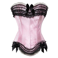 Satin Bow Lace Strapless Corset Top