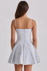 Spaghetti Strap Pleated Hem Mini A-line Dress