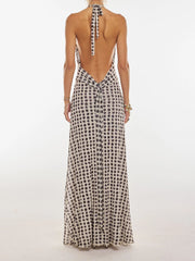 Halter Tie Up Floral Print Maxi Dress