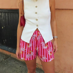 Bohemian Patterned Elastic Waist Lounge Shorts - Summer Comfort