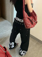 Double Waist Star Print Jeans