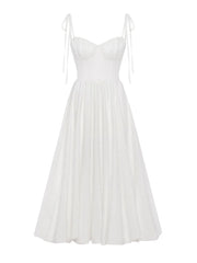 White Tie-Up Long Dress