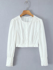 Round Neck Long Sleeve Crop Top And Low Waist Midi A Line Skirt Two Piece Set