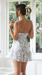 Print Chiffon Spaghetti Strap Mini Dress