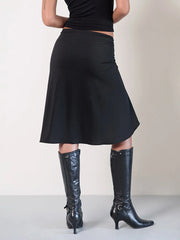 Asymmetric Hem Patchwork Midi Skirt
